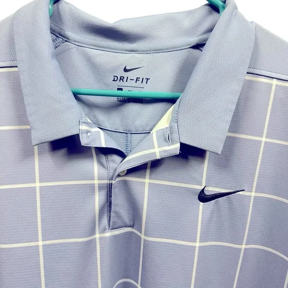Nike Dri Fit Light Blue and White Embroidered Swoosh Logo Polo Shirt Mens XXL - Picture 3 of 6